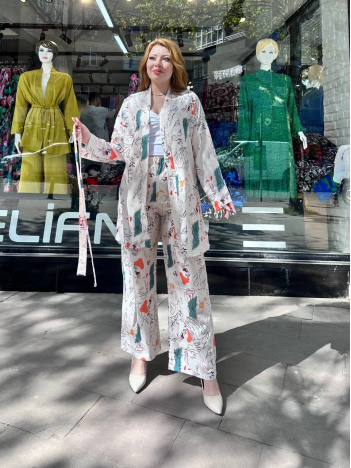 Ceketli baskılı takım