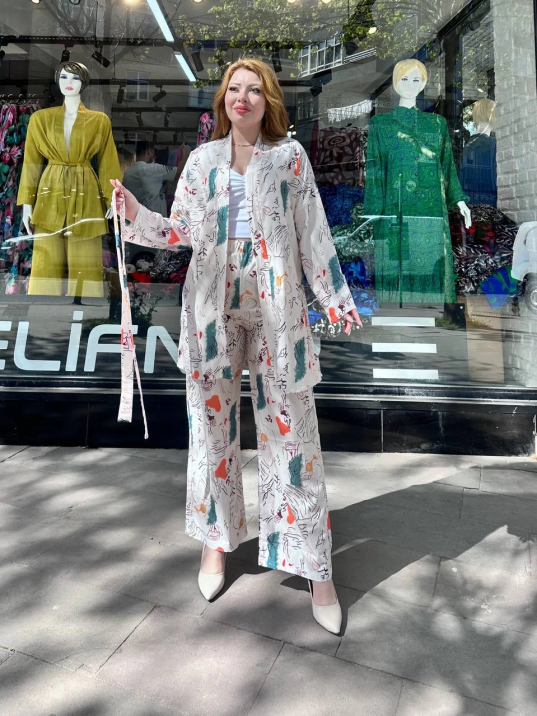 Ceketli baskılı takım Ceketli baskılı takım