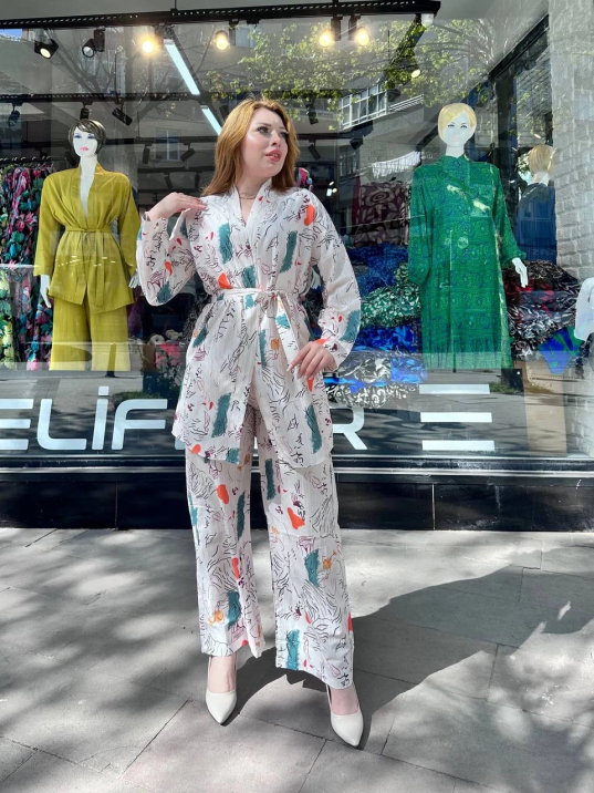 Ceketli baskılı takım Ceketli baskılı takım