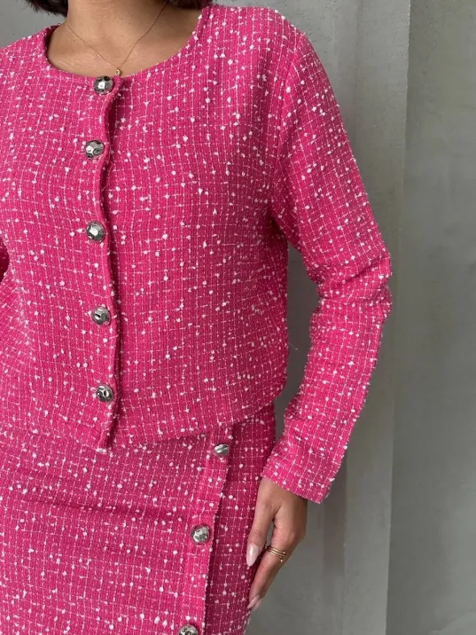 Ceketli Etek Takım Chl Kumaş Fuşya H24443