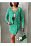 Ceketli Etek Takım Chl Kumaş Yeşil H24443