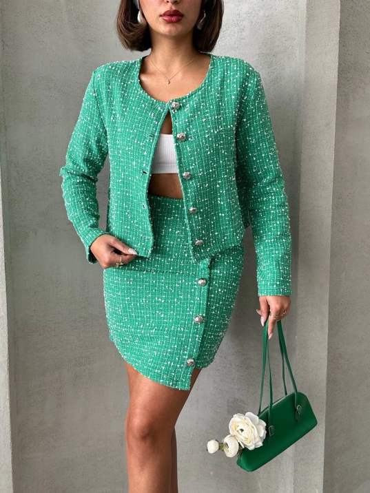 Ceketli etek takım chl kumaş yeşil h24443 Ceketli etek takım chl kumaş yeşil h24443