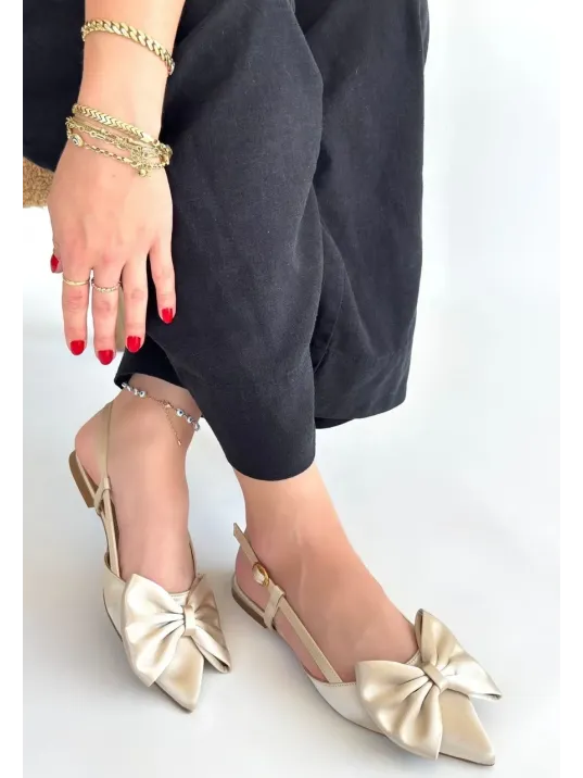 Cenya Bej Saten Babet Ayakkabı Cenya Bej Saten Babet Ayakkabı