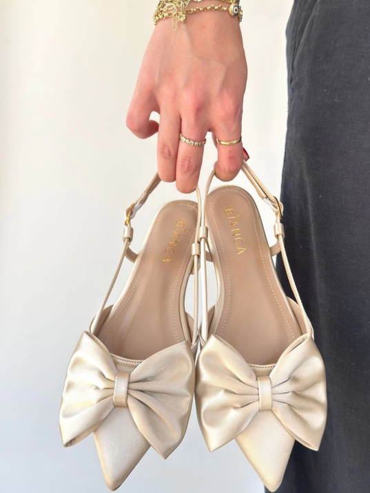 Cenya Bej Saten Babet Ayakkabı Cenya Bej Saten Babet Ayakkabı