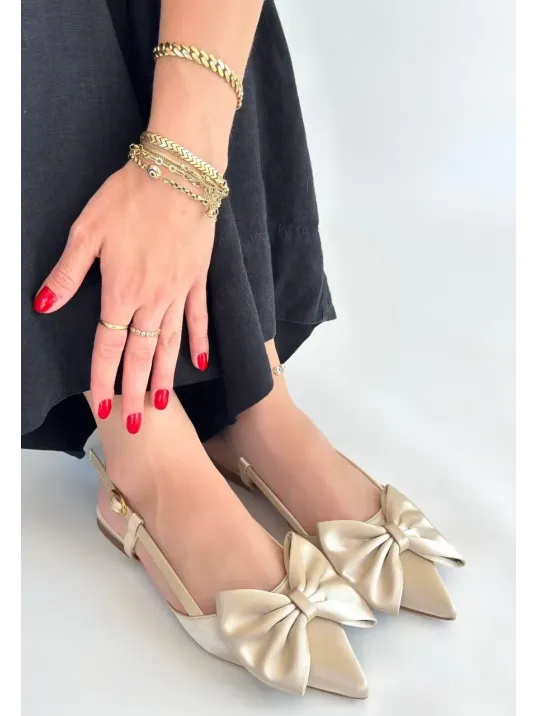 Cenya Bej Saten Babet Ayakkabı Cenya Bej Saten Babet Ayakkabı