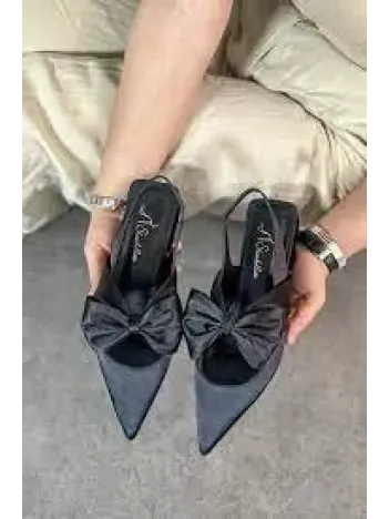 Cenya Siyah Saten Babet Ayakkabı Cenya Siyah Saten Babet Ayakkabı