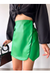 Cep Detaylı Oval Kapaklı Deri Etek Yeşil H240048 Cep Detaylı Oval Kapaklı Deri Etek Yeşil H240048