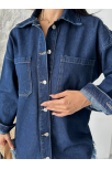 Cepli Püsküllü Kar Yıkama Kot Ceket Koyu Mavi D2515