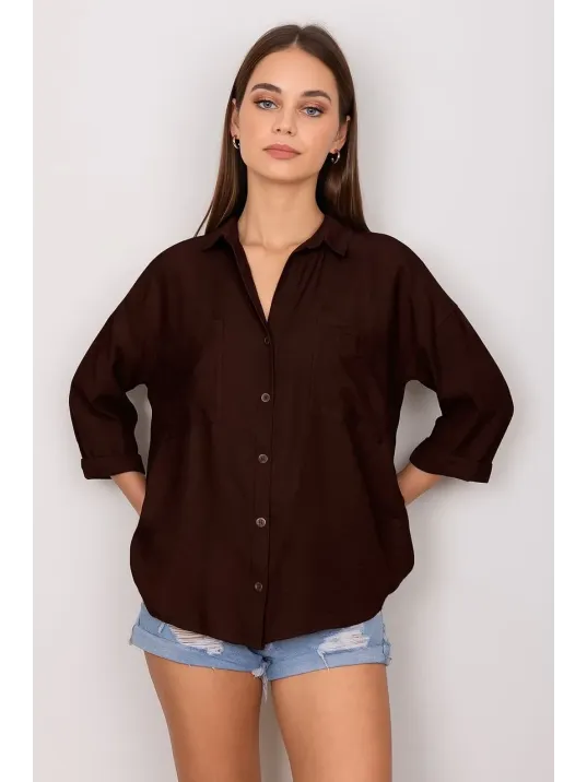 Cepli Salaş Gömlek Koyu Kahve T1010