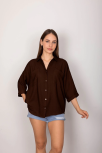 Cepli Salaş Gömlek Koyu Kahve T1010 Cepli Salaş Gömlek Koyu Kahve T1010