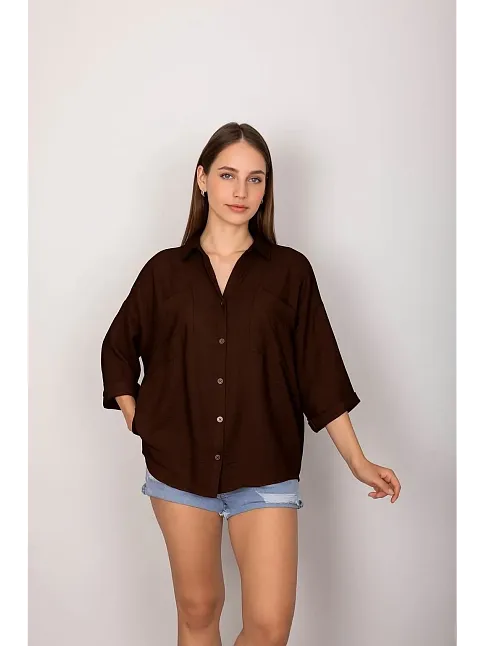 Cepli Salaş Gömlek Koyu Kahve T1010