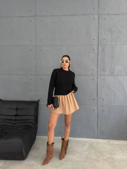 Cepli triko kazak siyah Cepli triko kazak siyah