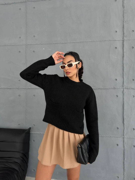 Cepli triko kazak siyah Cepli triko kazak siyah