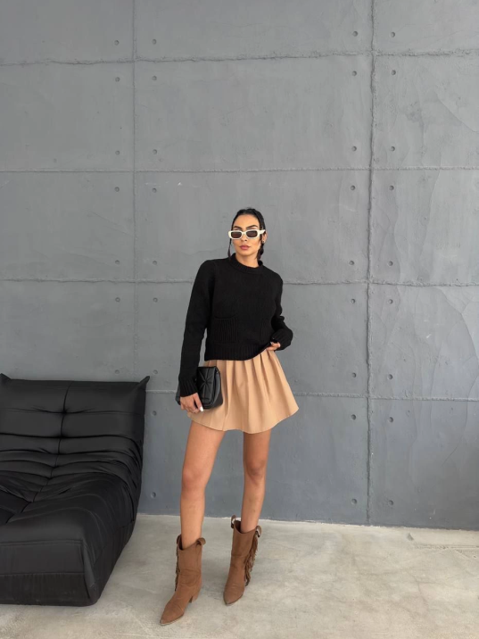 Cepli triko kazak siyah Cepli triko kazak siyah