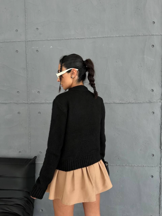 Cepli triko kazak siyah Cepli triko kazak siyah