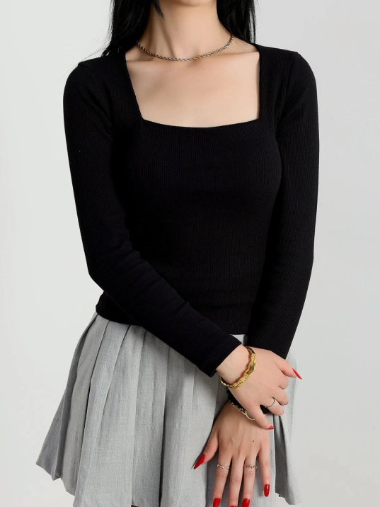 Çerçeve yaka kaşkorse bluz siyah Çerçeve yaka kaşkorse bluz siyah