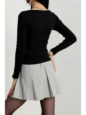 Çerçeve Yaka Kaşkorse Bluz Siyah Çerçeve Yaka Kaşkorse Bluz Siyah