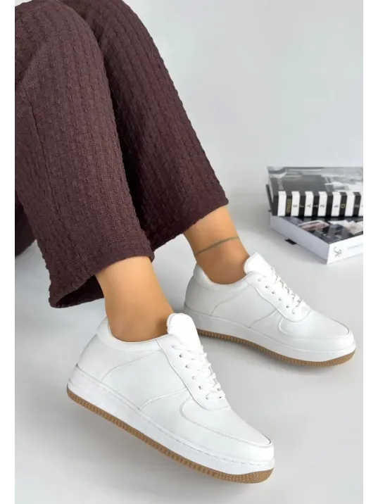 Ceyyan Beyaz Cilt Bağcıklı Spor Ayakkabı