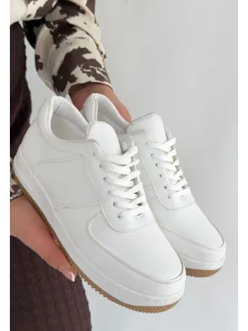 Ceyyan Beyaz Cilt Bağcıklı Spor Ayakkabı