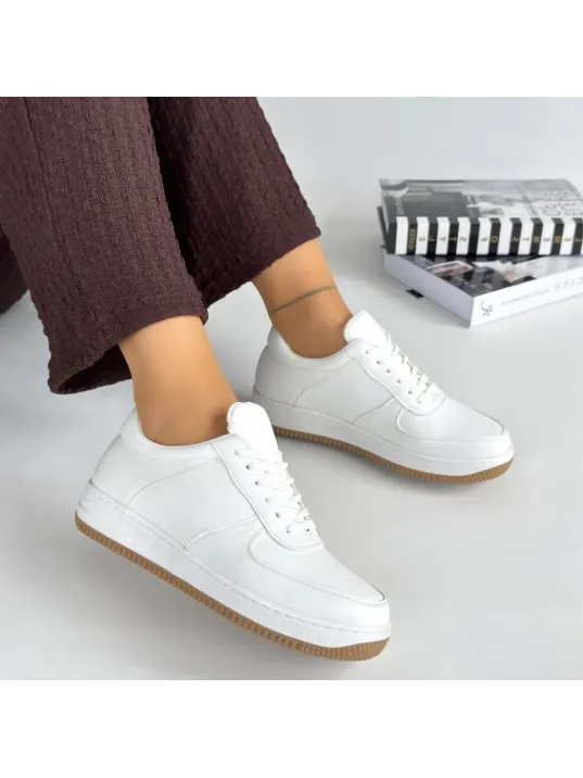 Ceyyan Beyaz Cilt Bağcıklı Spor Ayakkabı