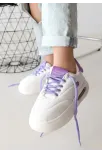 Chris Beyaz Cilt Lila Detaylı Bağcıklı Spor Ayakkabı Chris Beyaz Cilt Lila Detaylı Bağcıklı Spor Ayakkabı