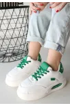 Chris Beyaz Cilt Yeşil Detaylı Bağcıklı Spor Ayakkabı