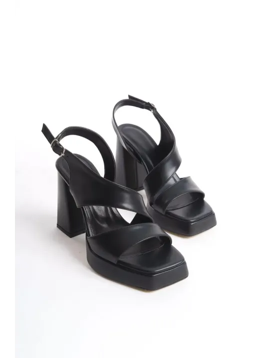 Cica Siyah Cilt Topuklu Ayakkabı Cica Siyah Cilt Topuklu Ayakkabı