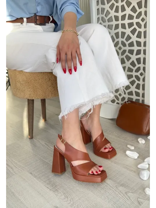 Cica Taba Cilt Topuklu Ayakkabı Cica Taba Cilt Topuklu Ayakkabı