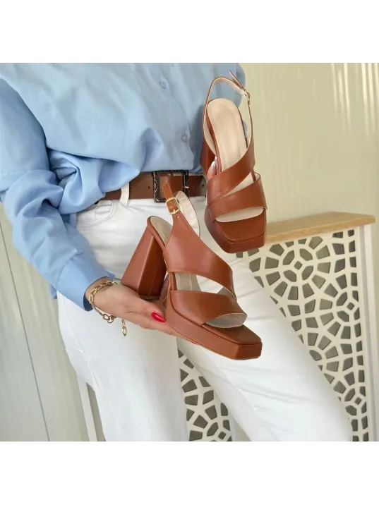 Cica Taba Cilt Topuklu Ayakkabı Cica Taba Cilt Topuklu Ayakkabı