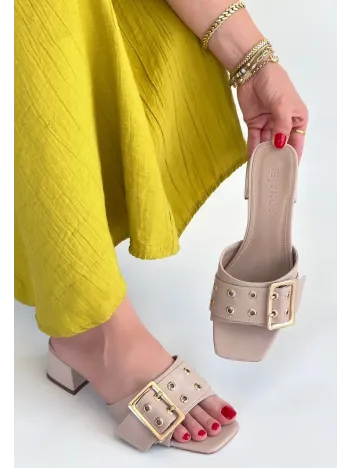 Ciey Bej Cilt Topuklu Terlik Ciey Bej Cilt Topuklu Terlik