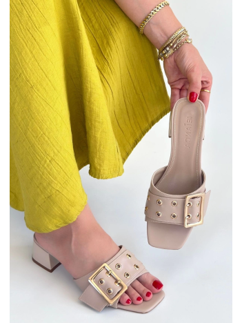 Ciey Bej Cilt Topuklu Terlik Ciey Bej Cilt Topuklu Terlik