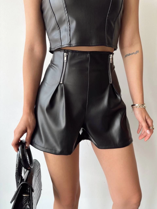 Çift fermuarlı deri şort h24394 Çift fermuarlı deri şort h24394