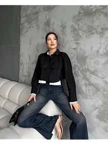 Çift Renkli Kısa Gömlek Siyahbeyaz S4021