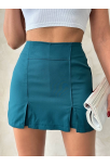 Çift Yırtmaçlı Atlas Şort Etek Petrol Yeşili S240364 Çift Yırtmaçlı Atlas Şort Etek Petrol Yeşili S240364