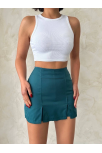 Çift Yırtmaçlı Atlas Şort Etek Petrol Yeşili S240364 Çift Yırtmaçlı Atlas Şort Etek Petrol Yeşili S240364
