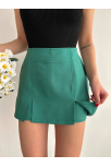 Çift Yırtmaçlı Atlas Şort Etek Yeşil S240364 Çift Yırtmaçlı Atlas Şort Etek Yeşil S240364
