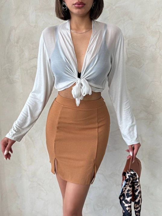 Çift yırtmaçlı etek camel s25910 Çift yırtmaçlı etek camel s25910