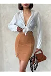 Çift Yırtmaçlı Etek Camel S25910