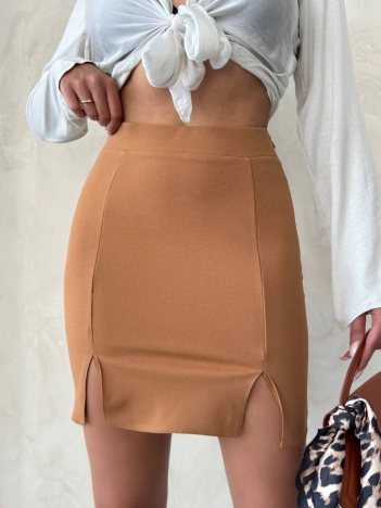 Çift yırtmaçlı etek camel s25910 Çift yırtmaçlı etek camel s25910