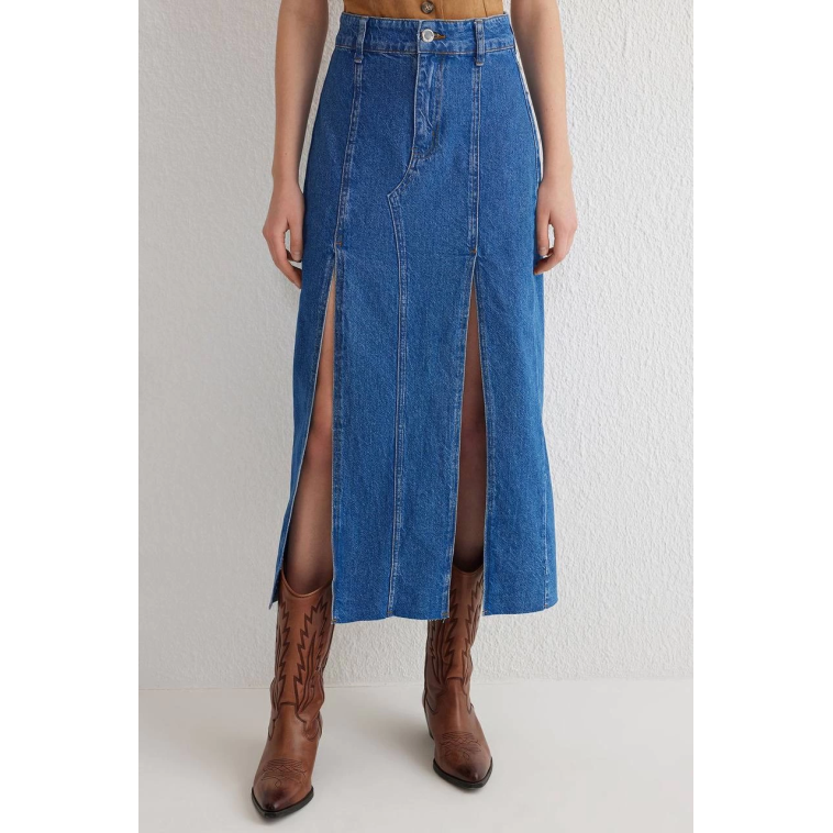 Çift yırtmaçlı jean etek s140 Çift yırtmaçlı jean etek s140