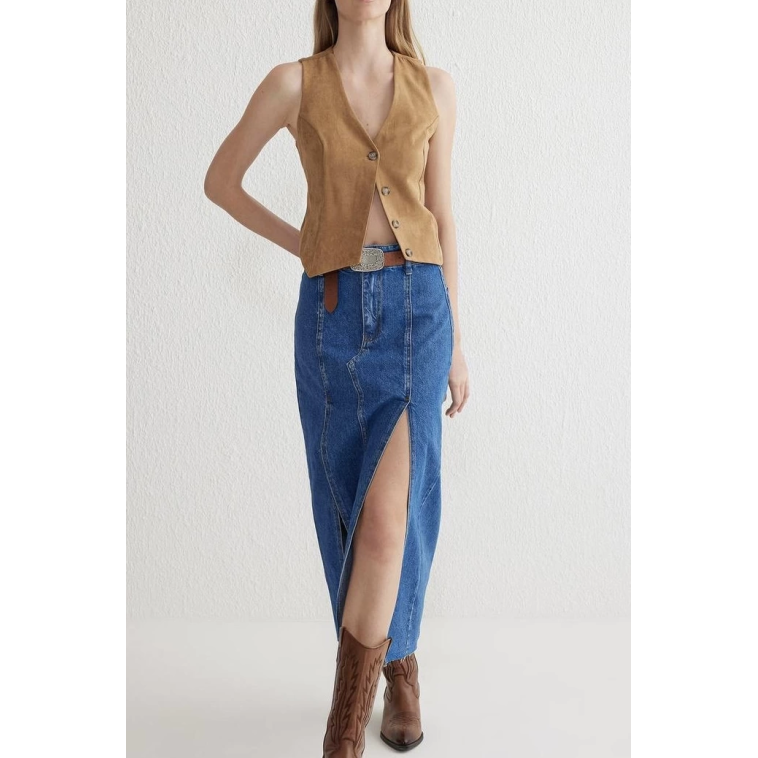 Çift yırtmaçlı jean etek s140 Çift yırtmaçlı jean etek s140