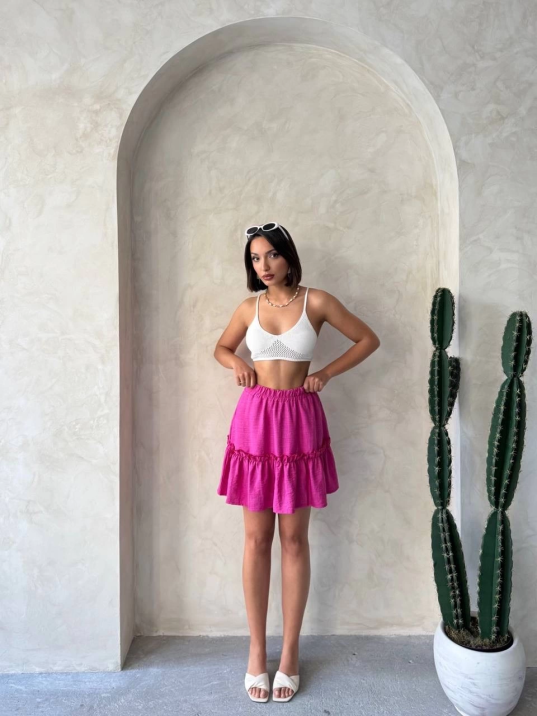 Çingene keten etek fuşya s24808 Çingene keten etek fuşya s24808