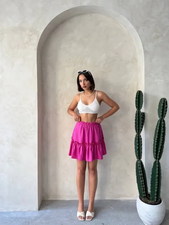 Çingene Keten Etek Fuşya S24808