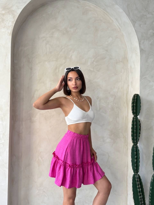 Çingene keten etek fuşya s24808 Çingene keten etek fuşya s24808