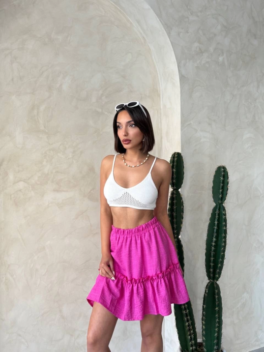 Çingene keten etek fuşya s24808 Çingene keten etek fuşya s24808