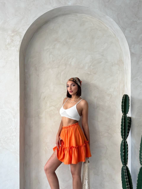 Çingene keten etek turuncu s24808 Çingene keten etek turuncu s24808