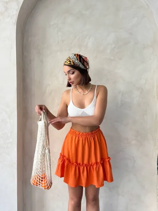 Çingene Keten Etek Turuncu S24808