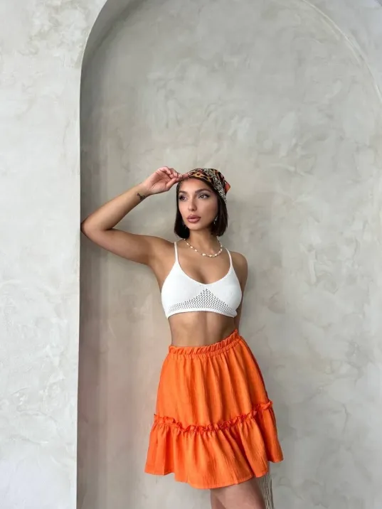 Çingene Keten Etek Turuncu S24808