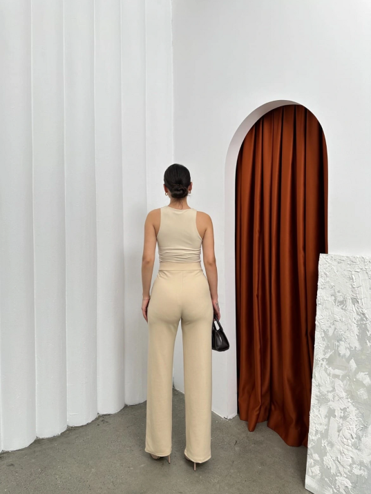 Cırtlı Pantolon Krep Bej Pt Cırtlı Pantolon Krep Bej Pt