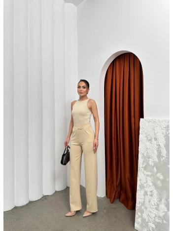 Cırtlı Pantolon Krep Bej Pt Cırtlı Pantolon Krep Bej Pt